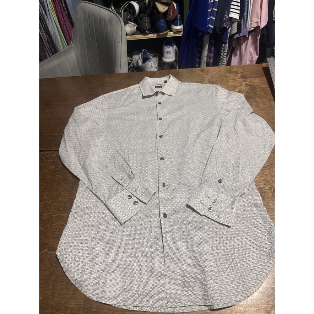 Paul Smith Shirt Mens Small Geometric Pattern Long Sleeve Button Up Cotton